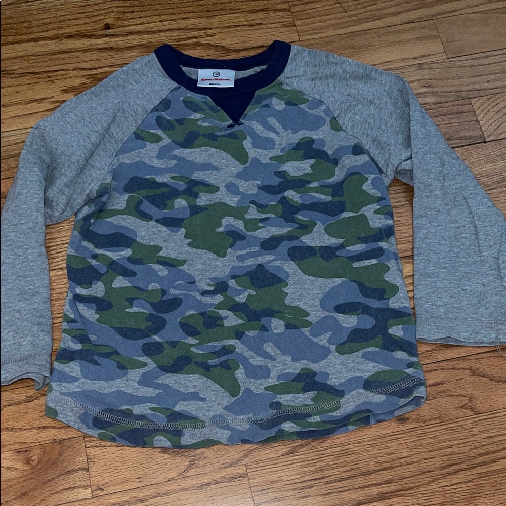 Hanna Anderson Camouflage Long Sleeve Kids Shirt size 110